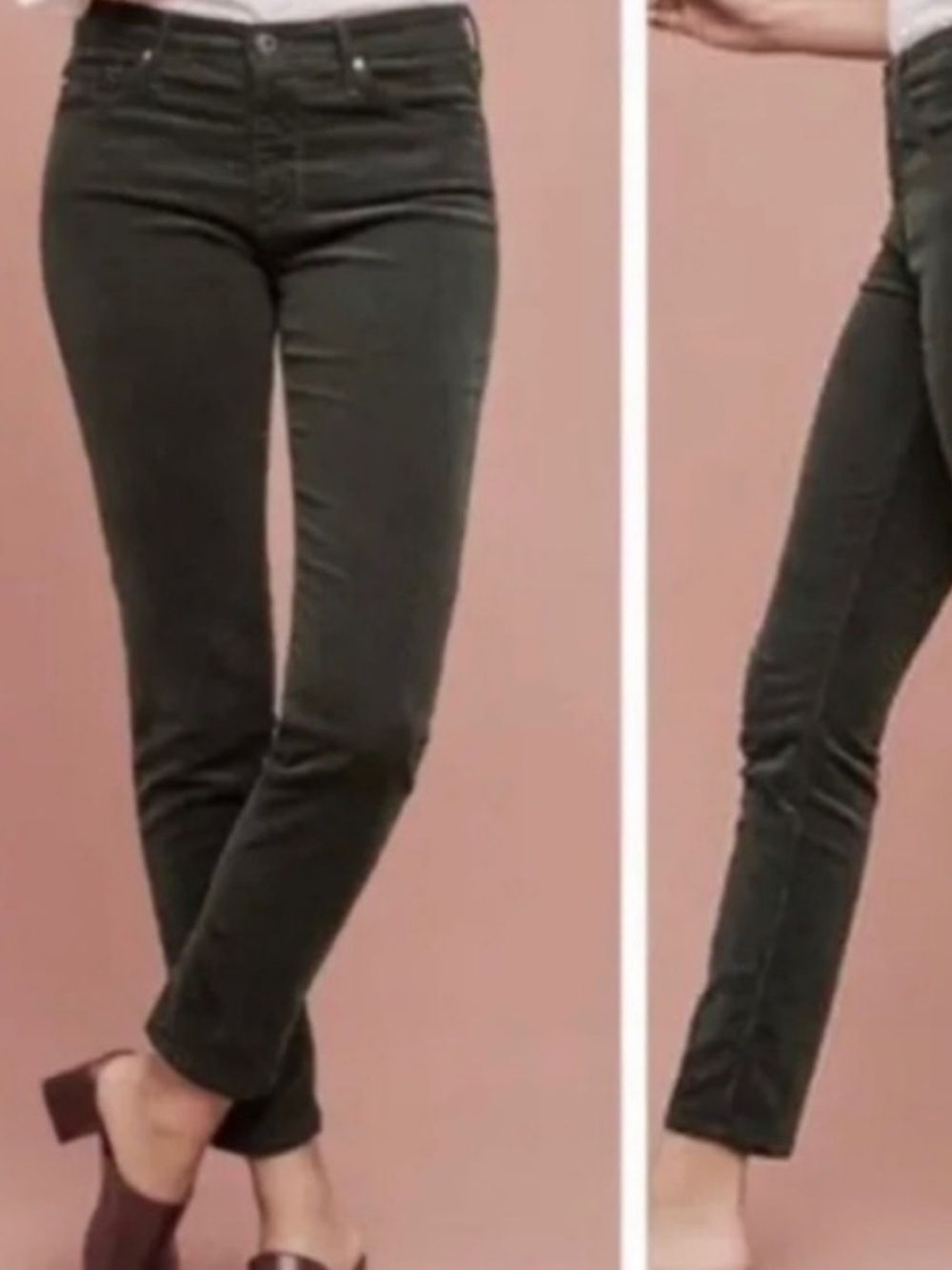 AG The Stevie Anthropologie Ankle Slim Straight Leg Corduroy Jean - 31R Grey